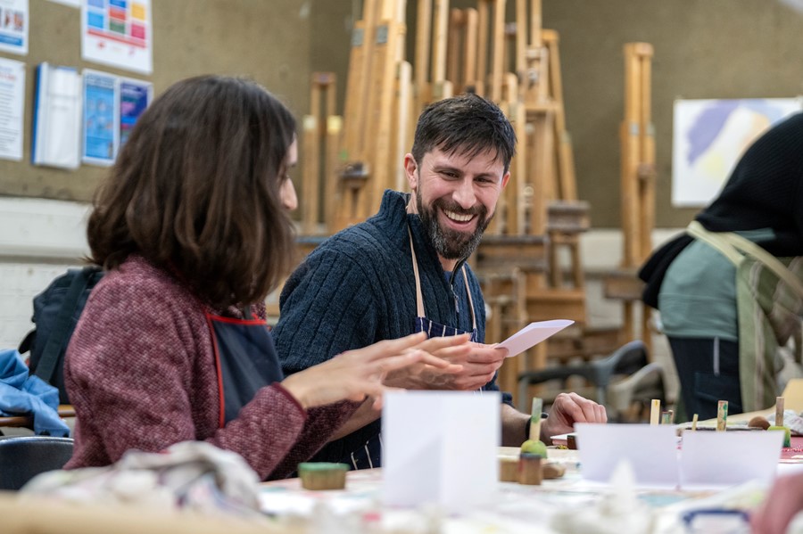 Man and woman in an art class