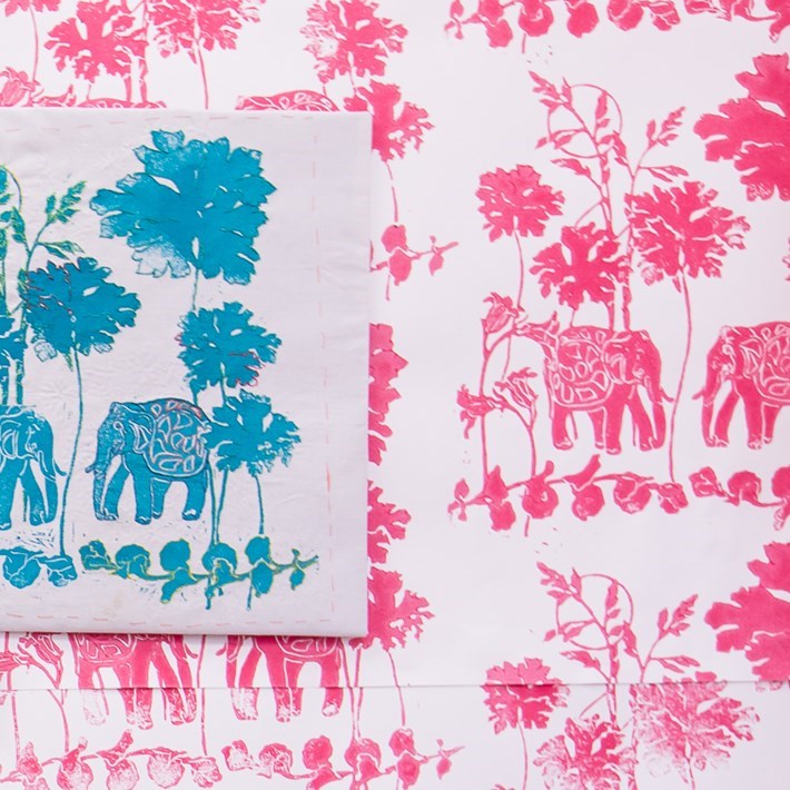 Block print on fabric