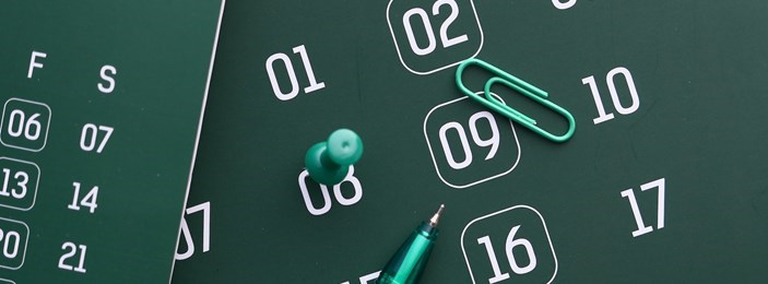 numbers on a page like a calendar green background