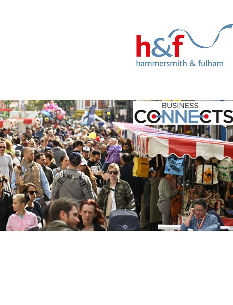 Business connect - street market bustling with people